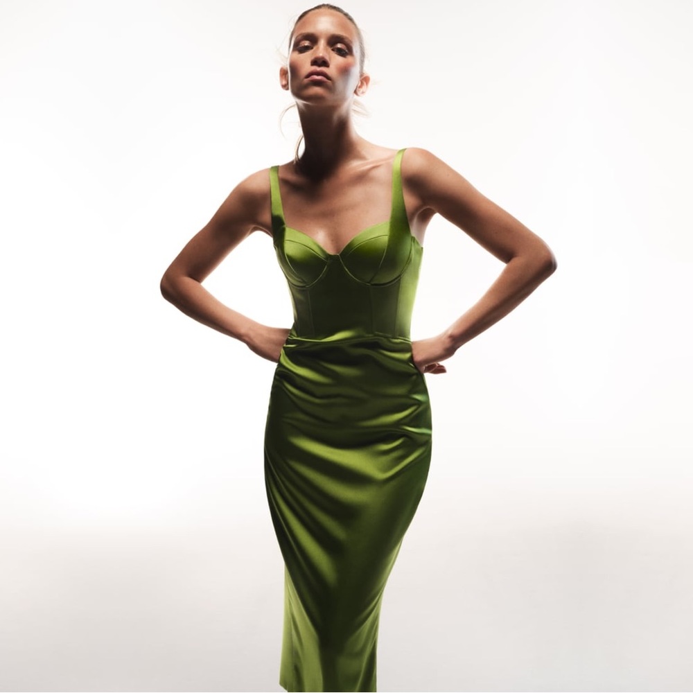 Zara Satin Effect Corset Dress